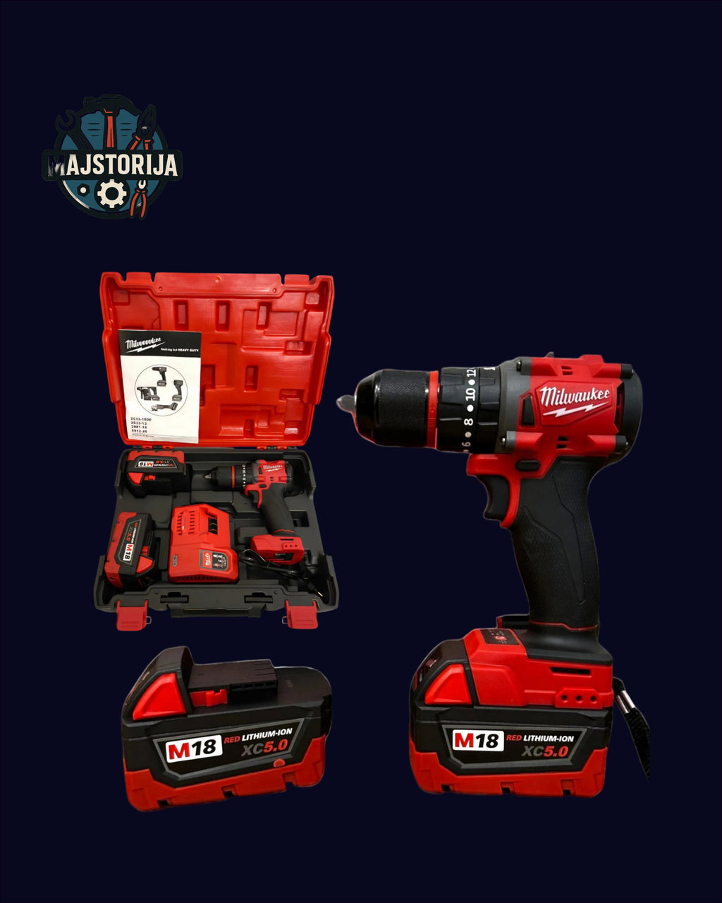 Milwaukee M18 Aku Udarna Bušilica 21V (2x5.0Ah)