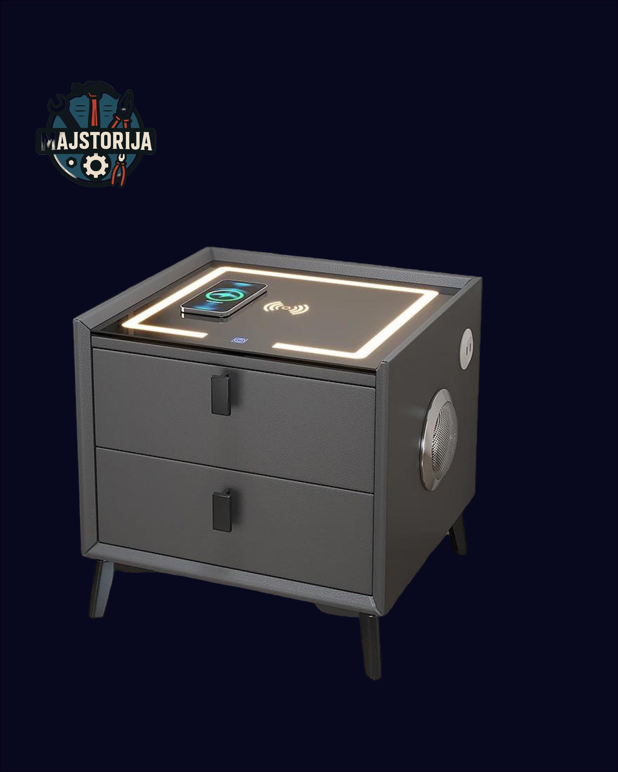 Pametni noćni ormarić s bežičnim punjenjem i zvučnikom