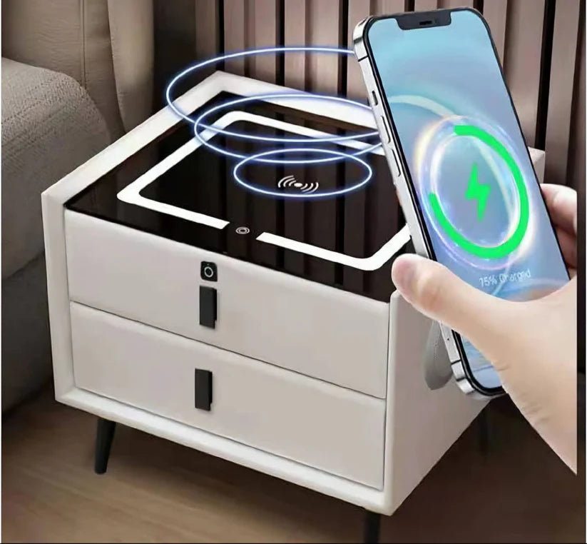 Pametni noćni ormarić s bežičnim punjenjem i zvučnikom